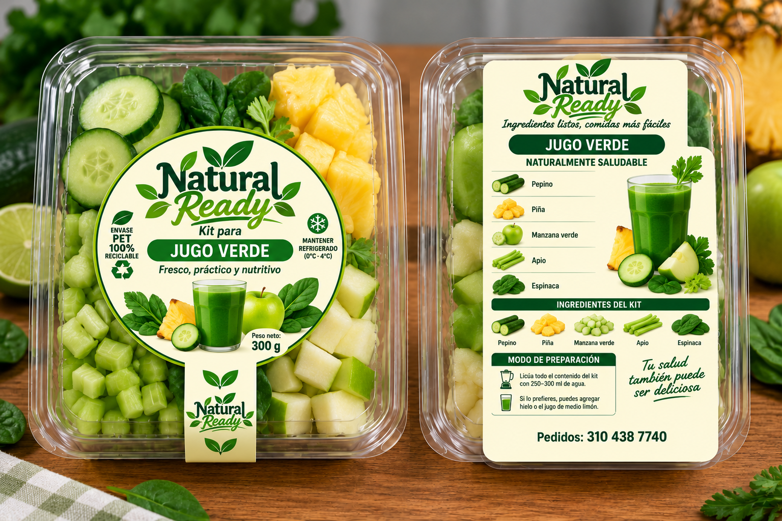 Imagen de referencia del kit o sus ingredientes: Kit para jugo verde