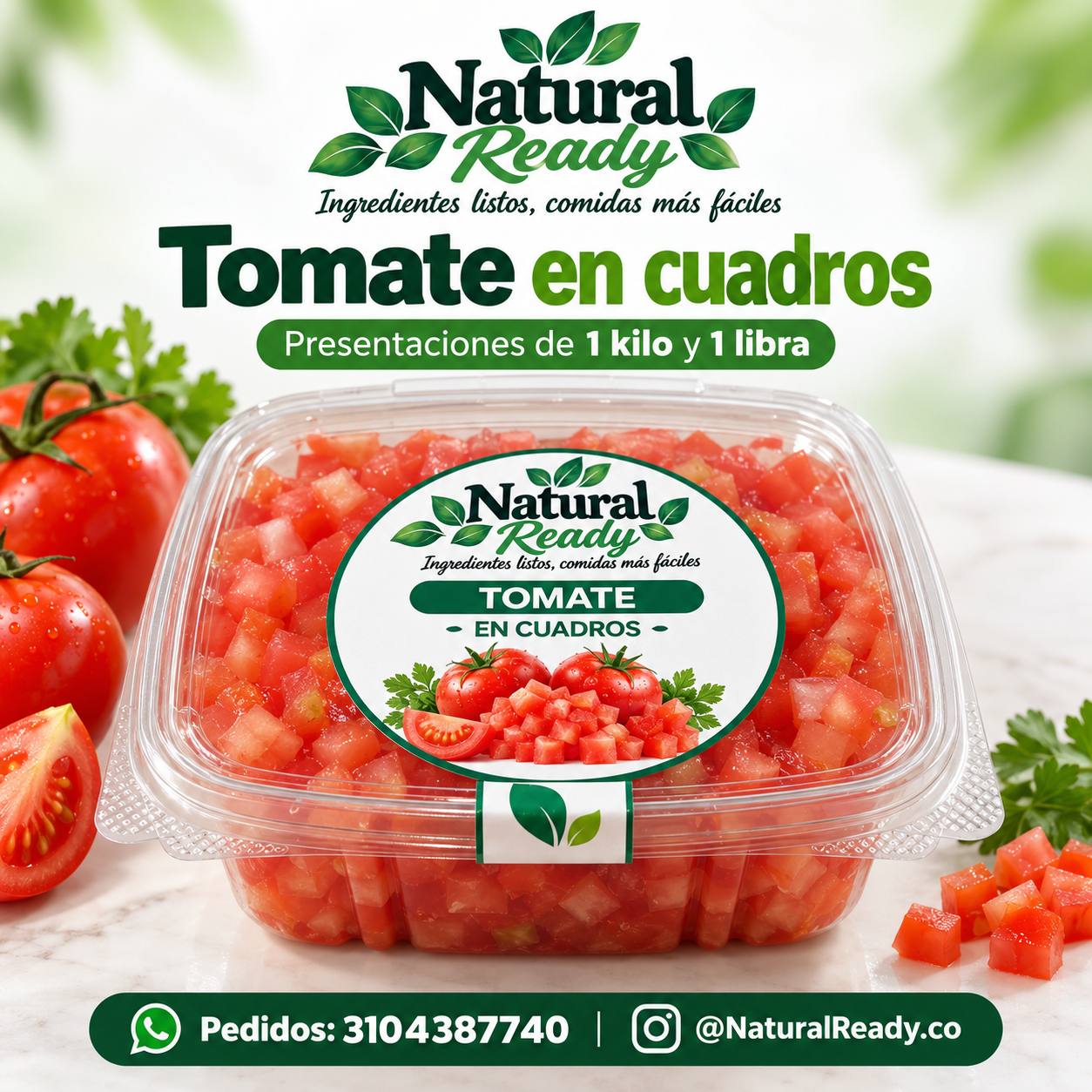 Tomate en cuadros, presentación Natural Ready