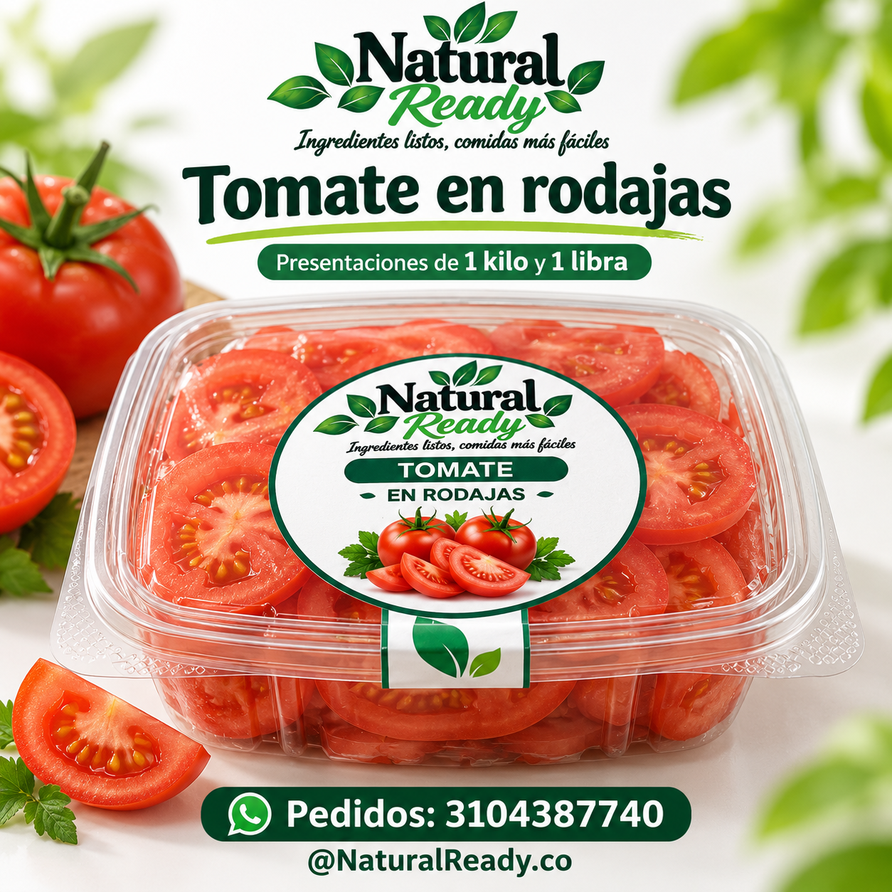 Tomate en rodajas, presentación Natural Ready