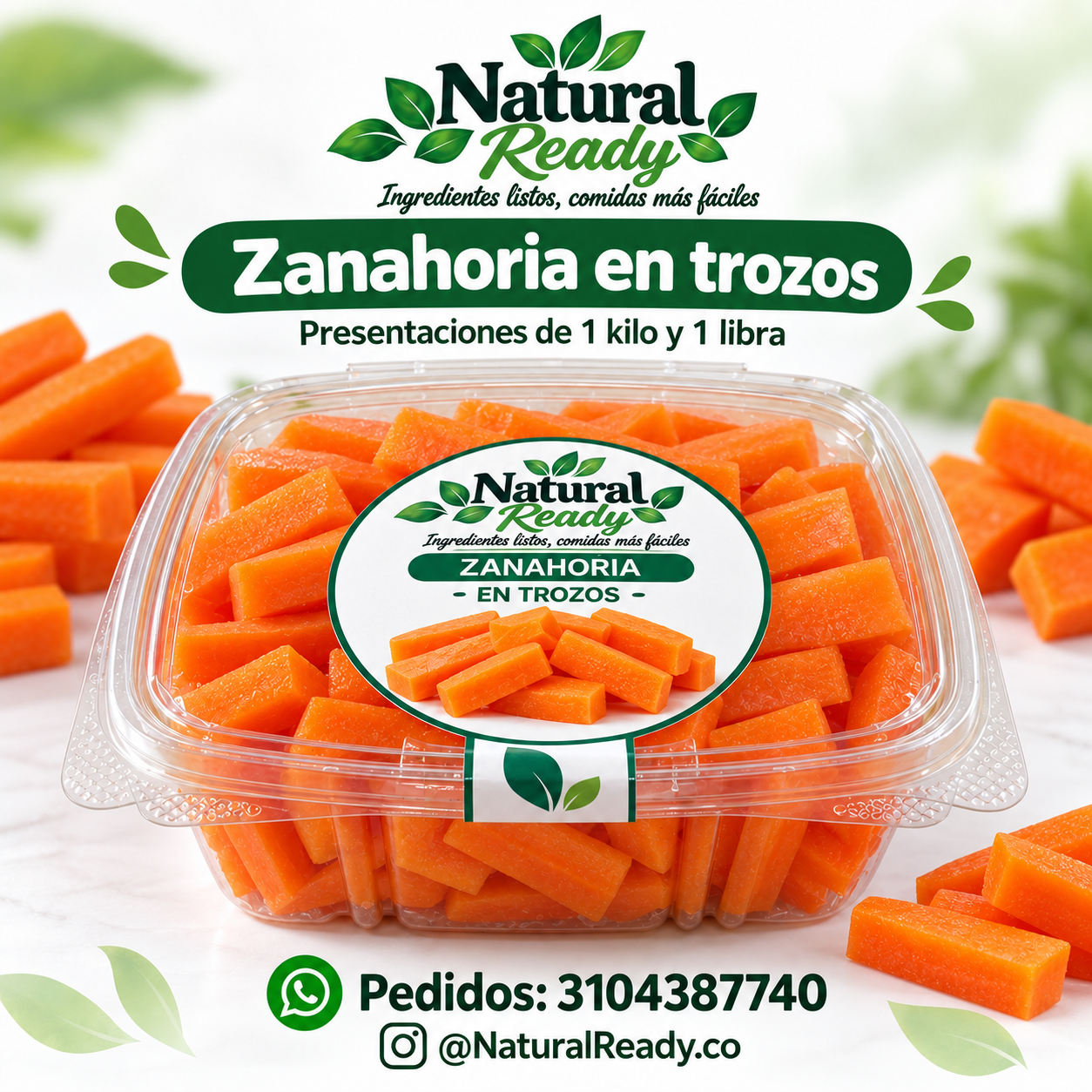 Zanahoria en trozos, presentación Natural Ready