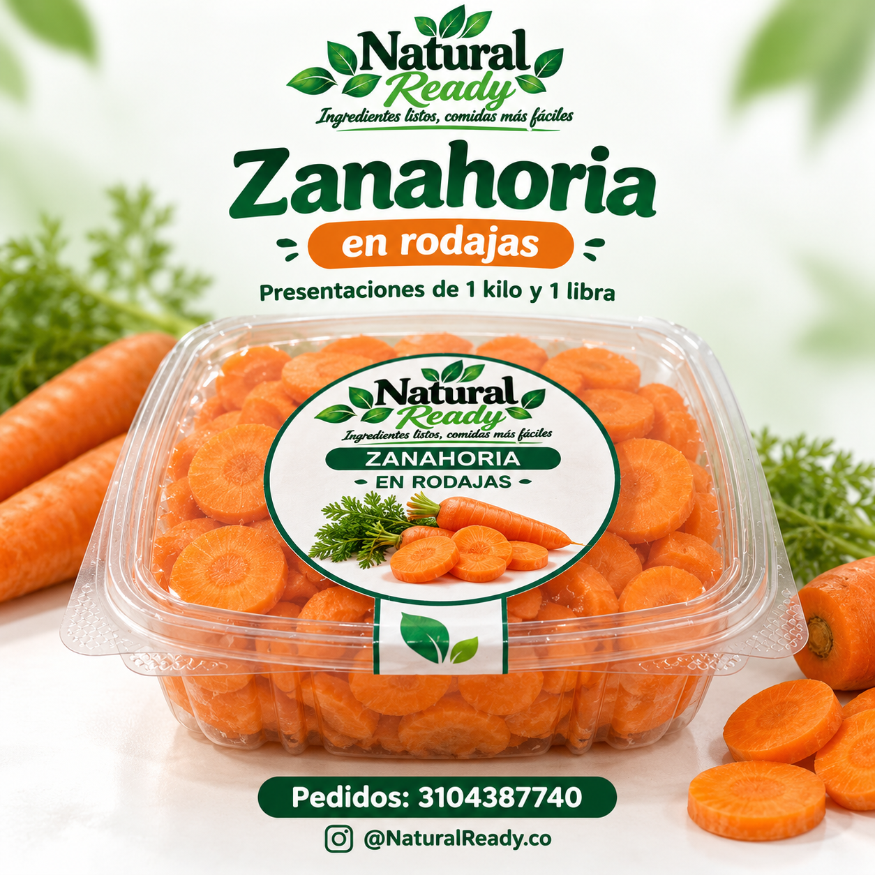 Zanahoria en rodajas, presentación Natural Ready